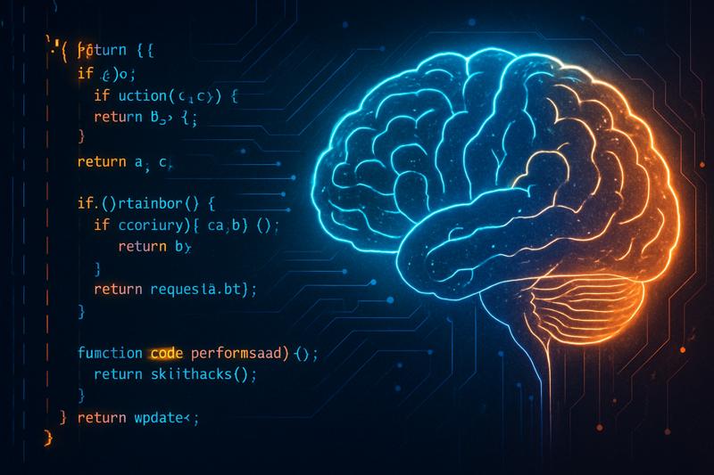 Abstract representation of AI-assisted code review